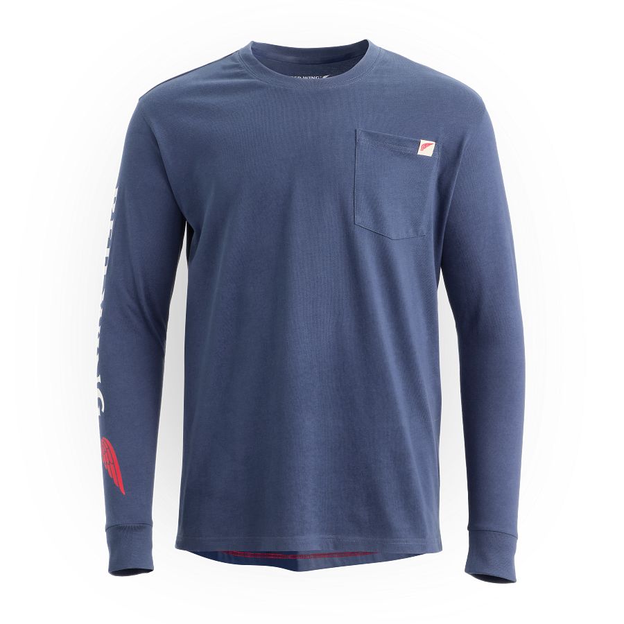 Long Sleeve Pocket T-Shirt with Sleeve Print
