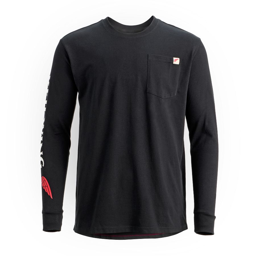 Long Sleeve Pocket T-Shirt with Sleeve Print